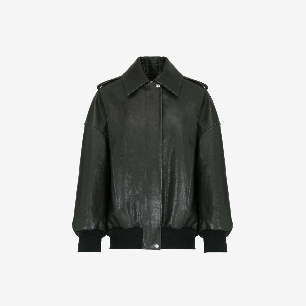 Alexander McQueen Women's Green Aviator Bomber Jacket - 6 (Lambskin)